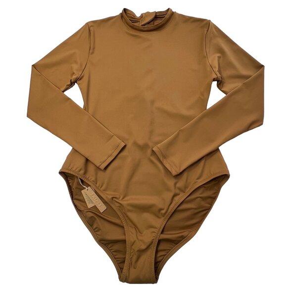 SKIMS Swim Long Sleeve One Piece Almond Large - Picture 2 of 14